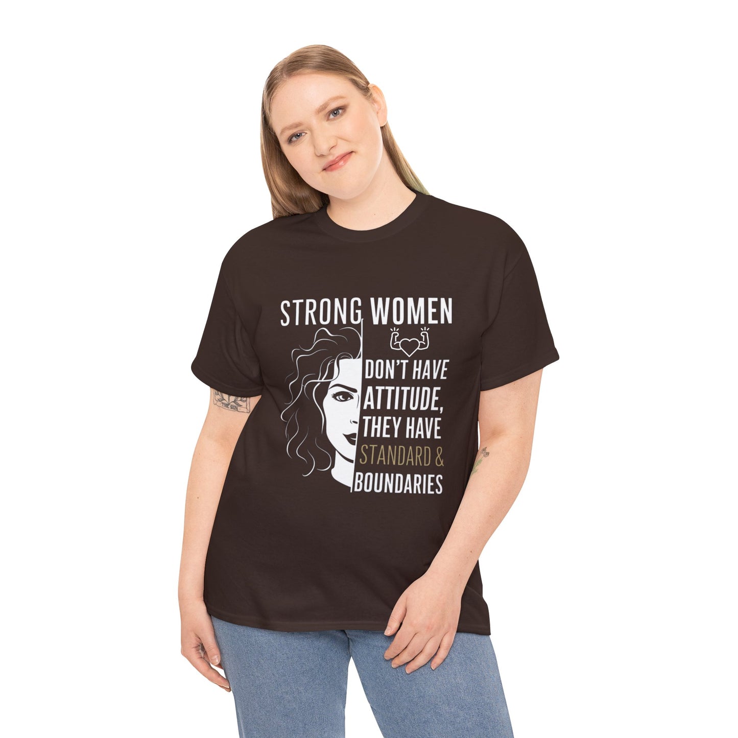 Strong Women Printed T Shirt with Hearts