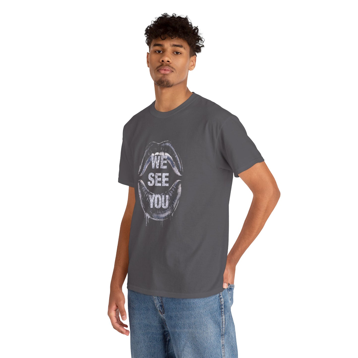 WE See You Printed T Shirt with Hearts