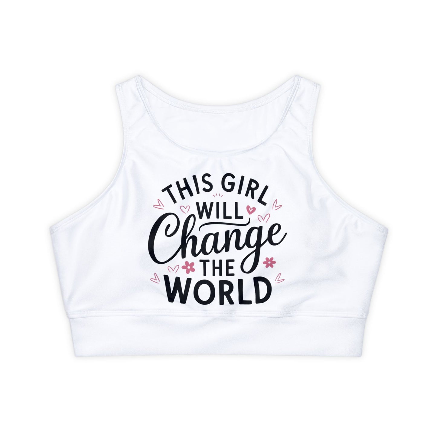 This Girl Fully Lined, Padded Sports Bra (AOP)