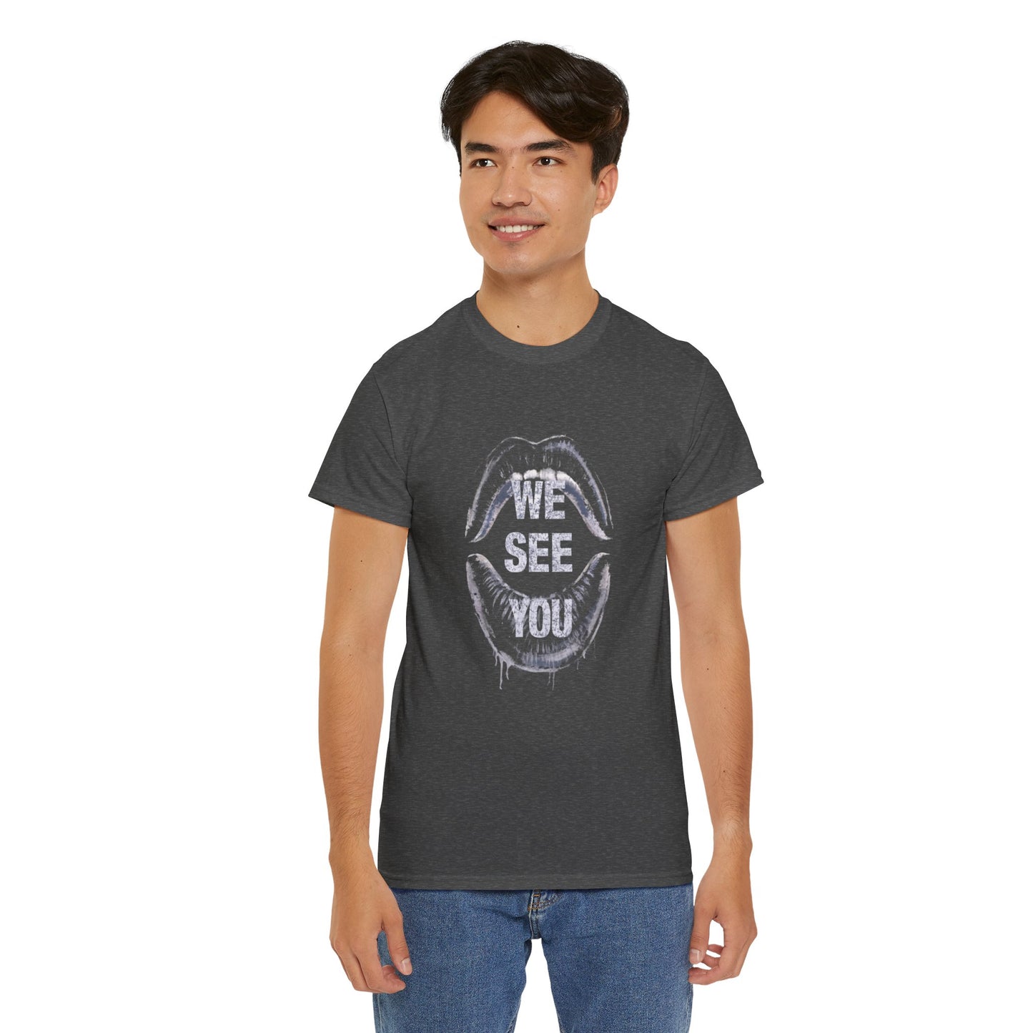 WE See You Printed T Shirt with Hearts