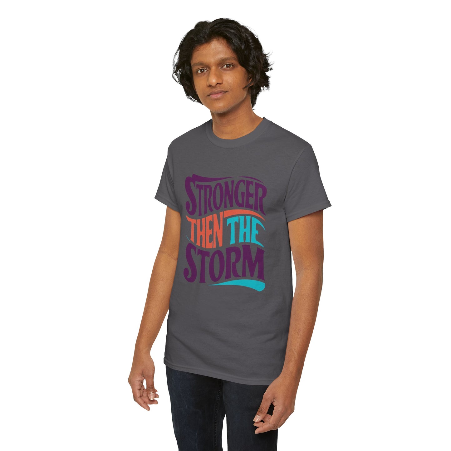 Stronger Then  Printed T Shirt with Hearts