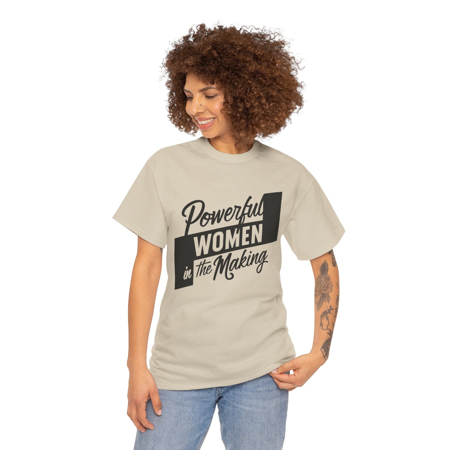 Powerful Women Printed T Shirt with Hearts