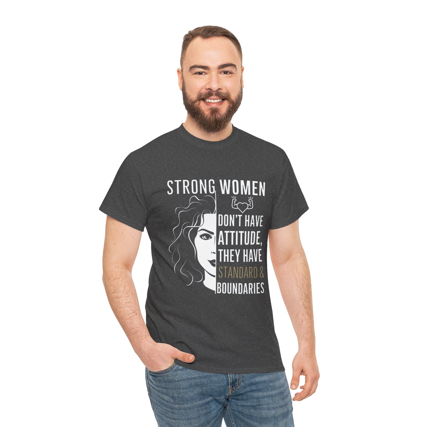 Strong Women Printed T Shirt with Hearts
