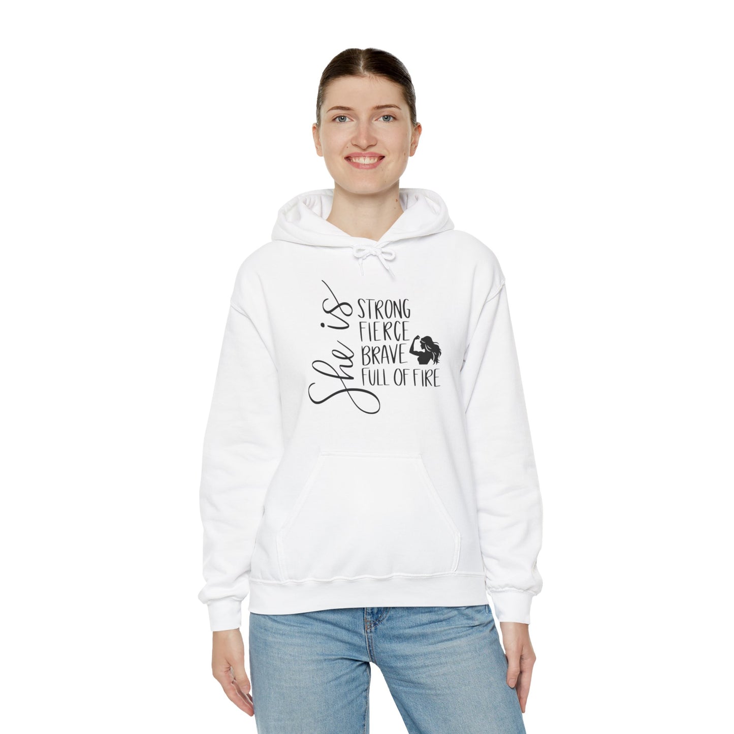 She Is Strong Fierce Brave Unisex Heavy Blend™ Hooded Sweatshirt