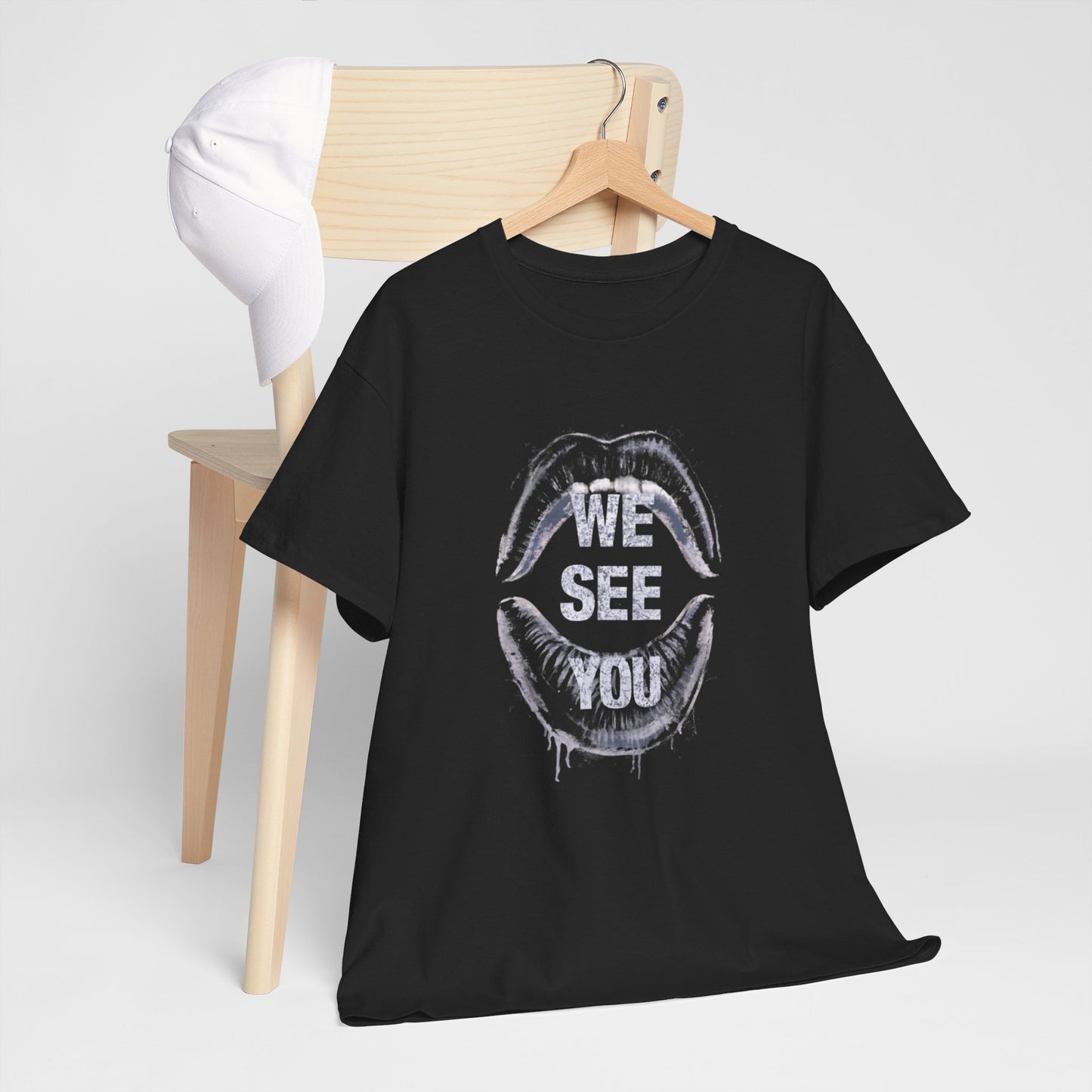 WE See You Printed T Shirt with Hearts