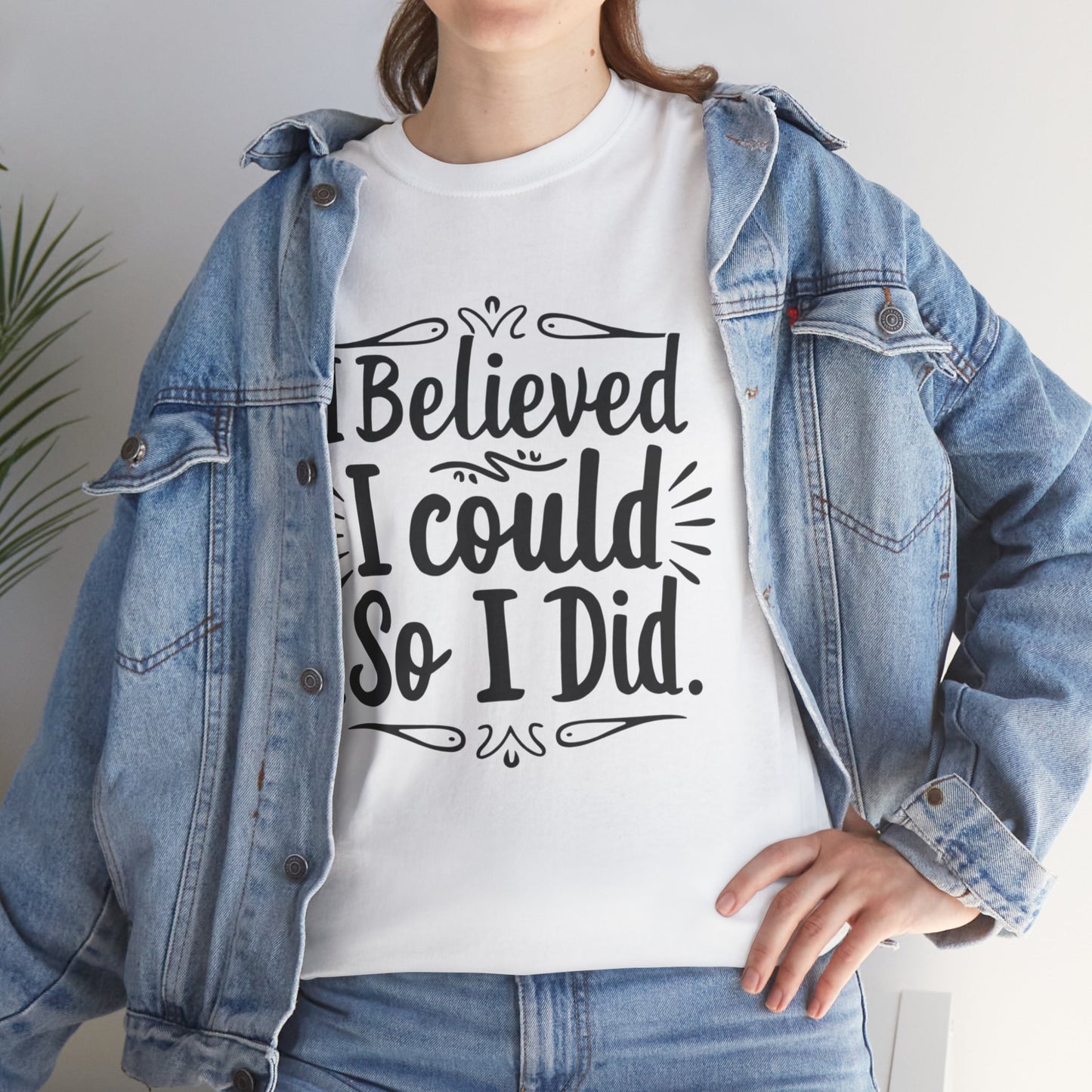 I Believed Printed T Shirt with Hearts