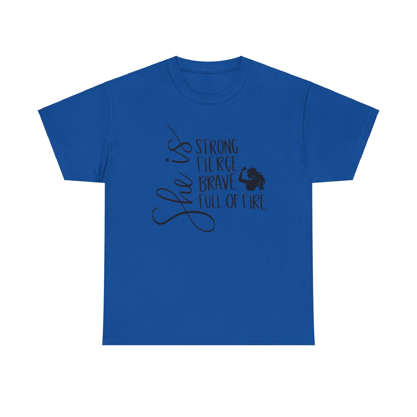 She Is Strong Printed T Shirt with Hearts