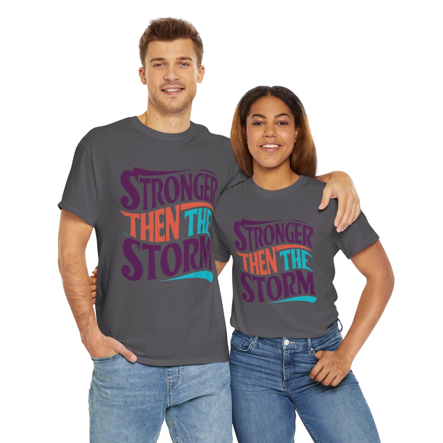 Stronger Then  Printed T Shirt with Hearts