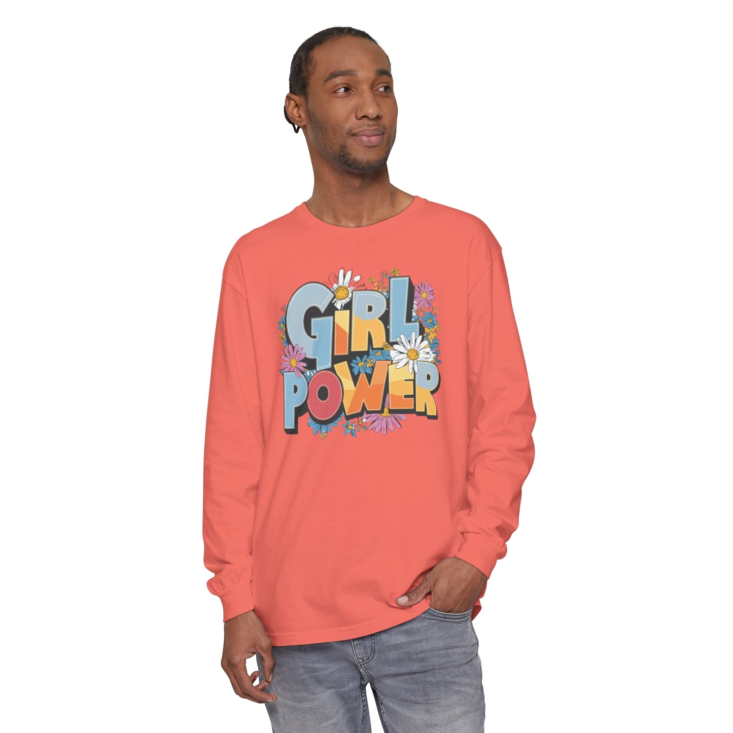 Girl Power Women Garment-dyed Long Sleeve T-Shirt