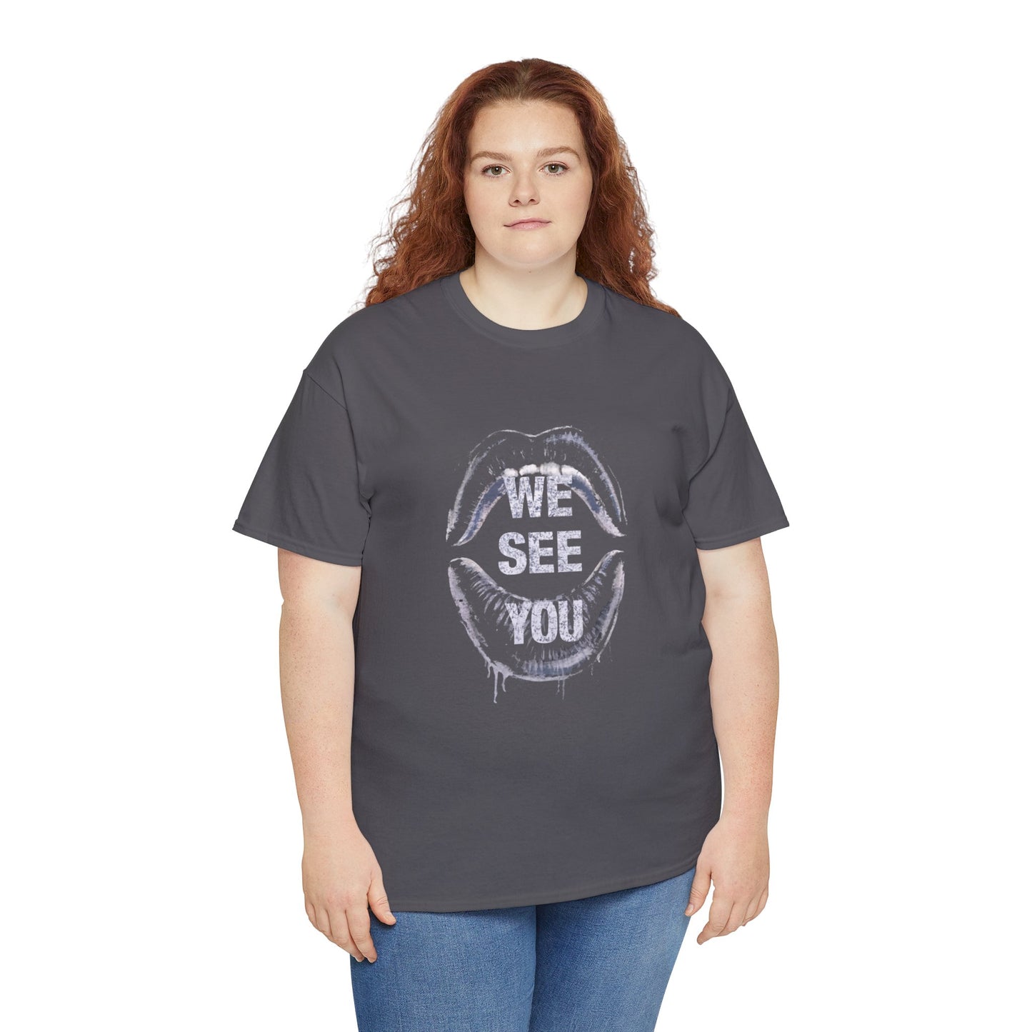 WE See You Printed T Shirt with Hearts