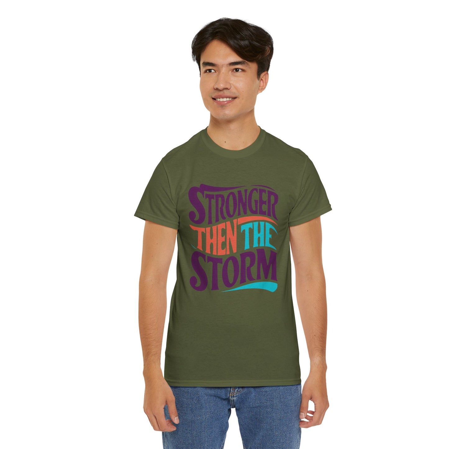 Stronger Then  Printed T Shirt with Hearts