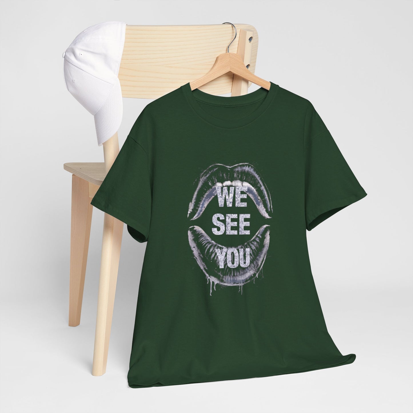 WE See You Printed T Shirt with Hearts