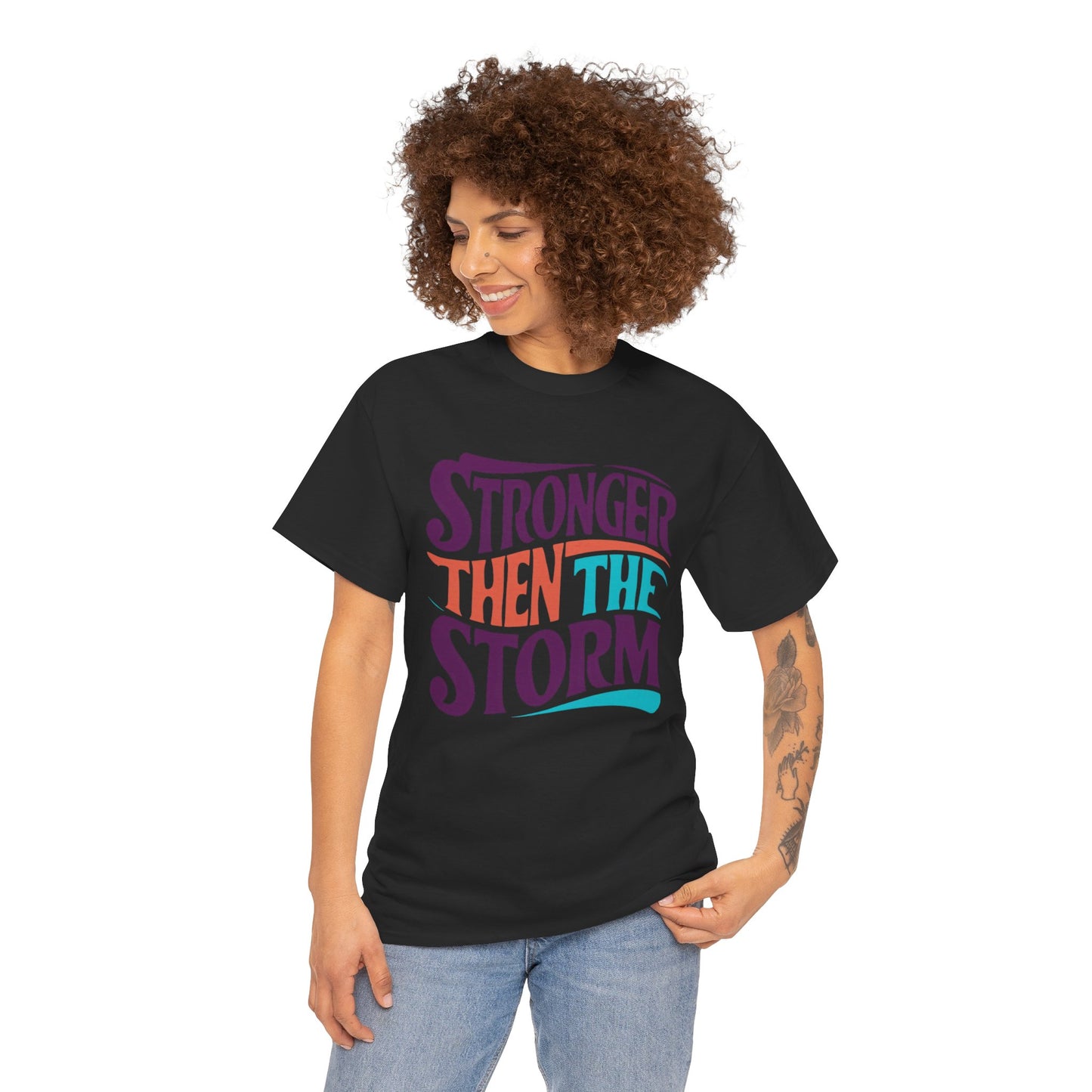 Stronger Then  Printed T Shirt with Hearts