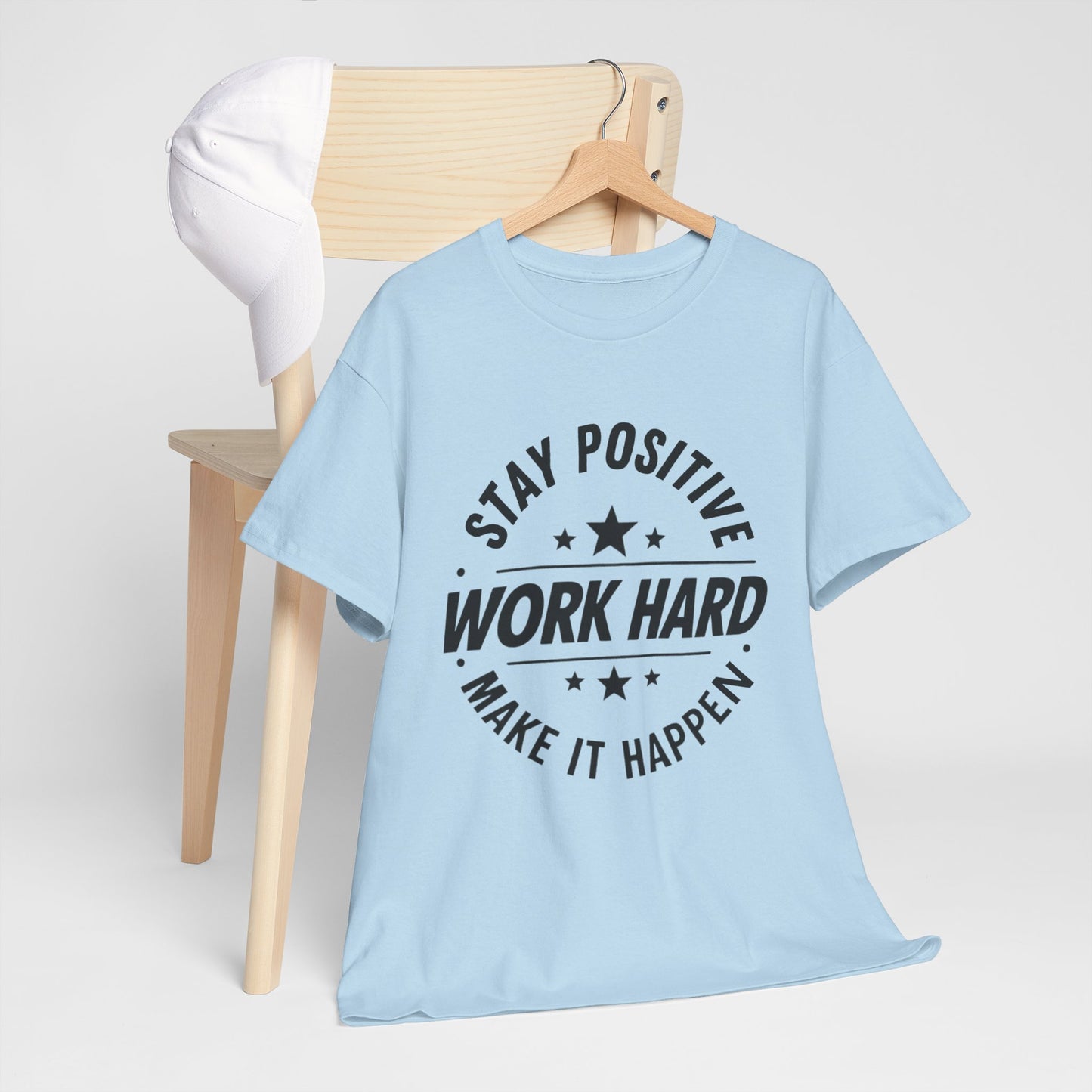 Stay Positive Printed T Shirt with Hearts
