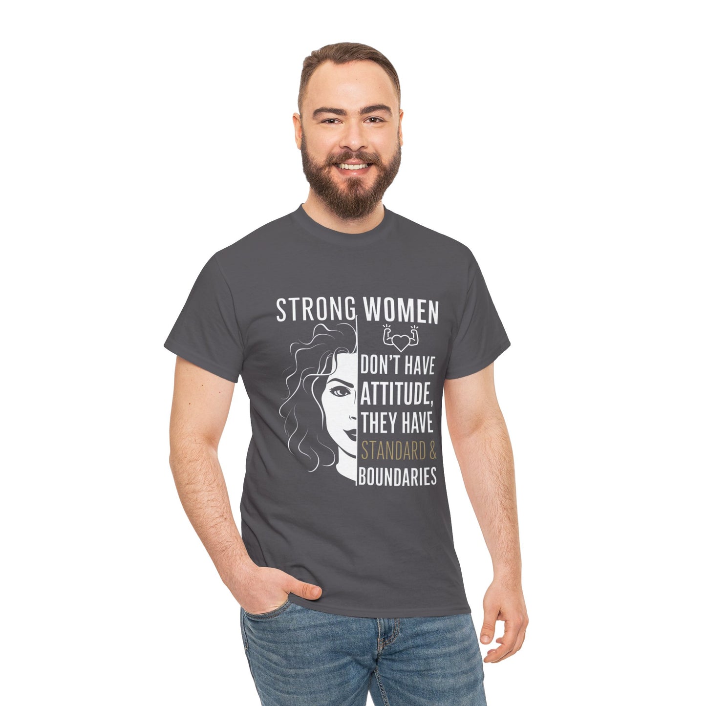 Strong Women Printed T Shirt with Hearts