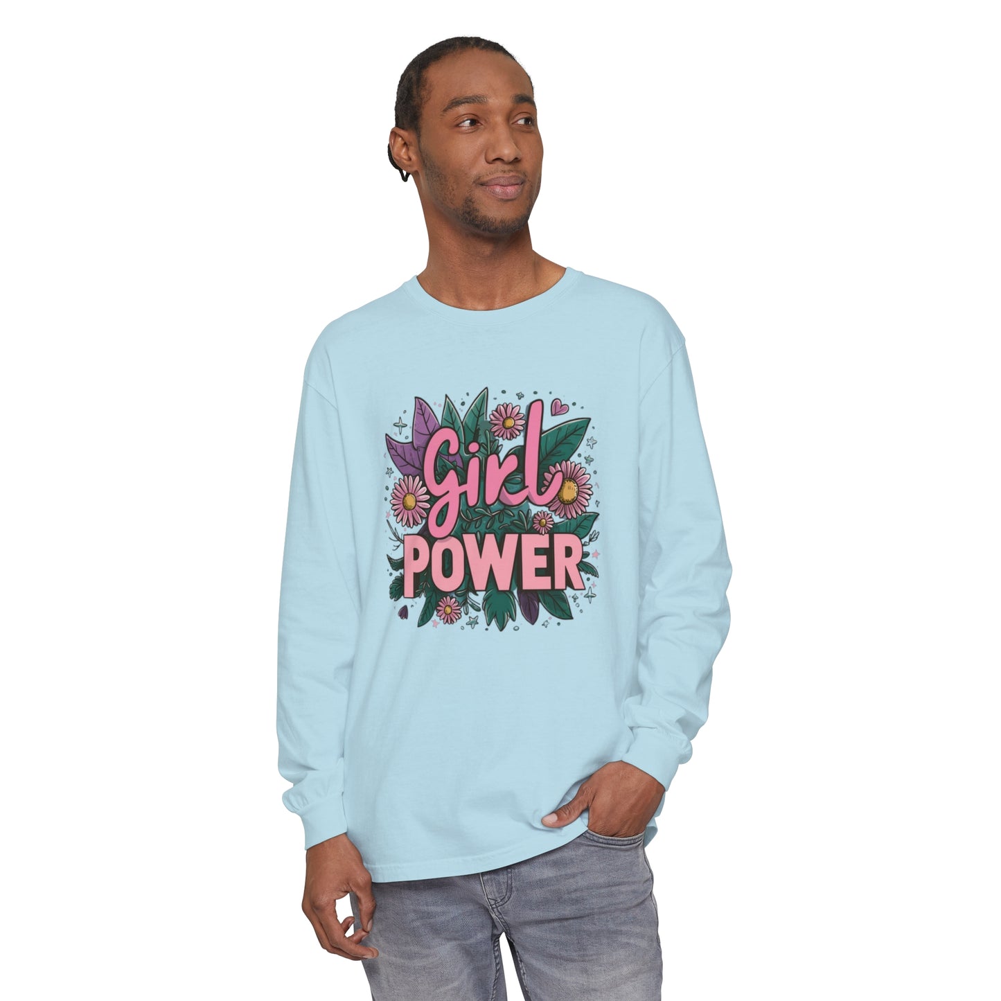 Girl Power Women Garment-dyed Long Sleeve T-Shirt