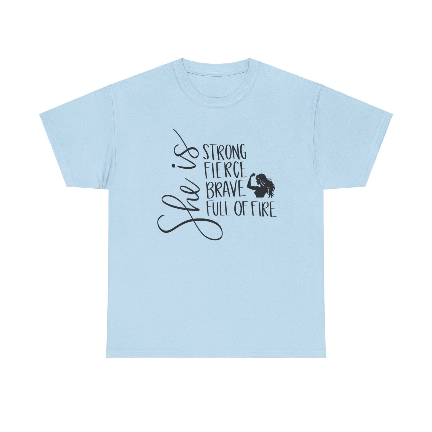 She Is Strong Printed T Shirt with Hearts