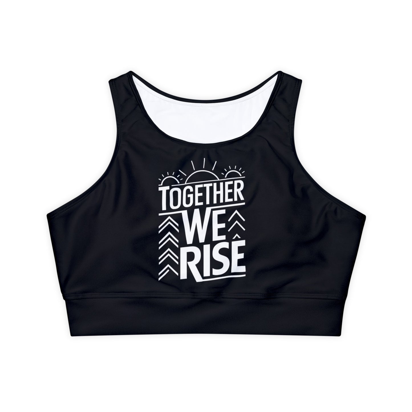 Together We Rise Fully Lined, Padded Sports Bra (AOP)