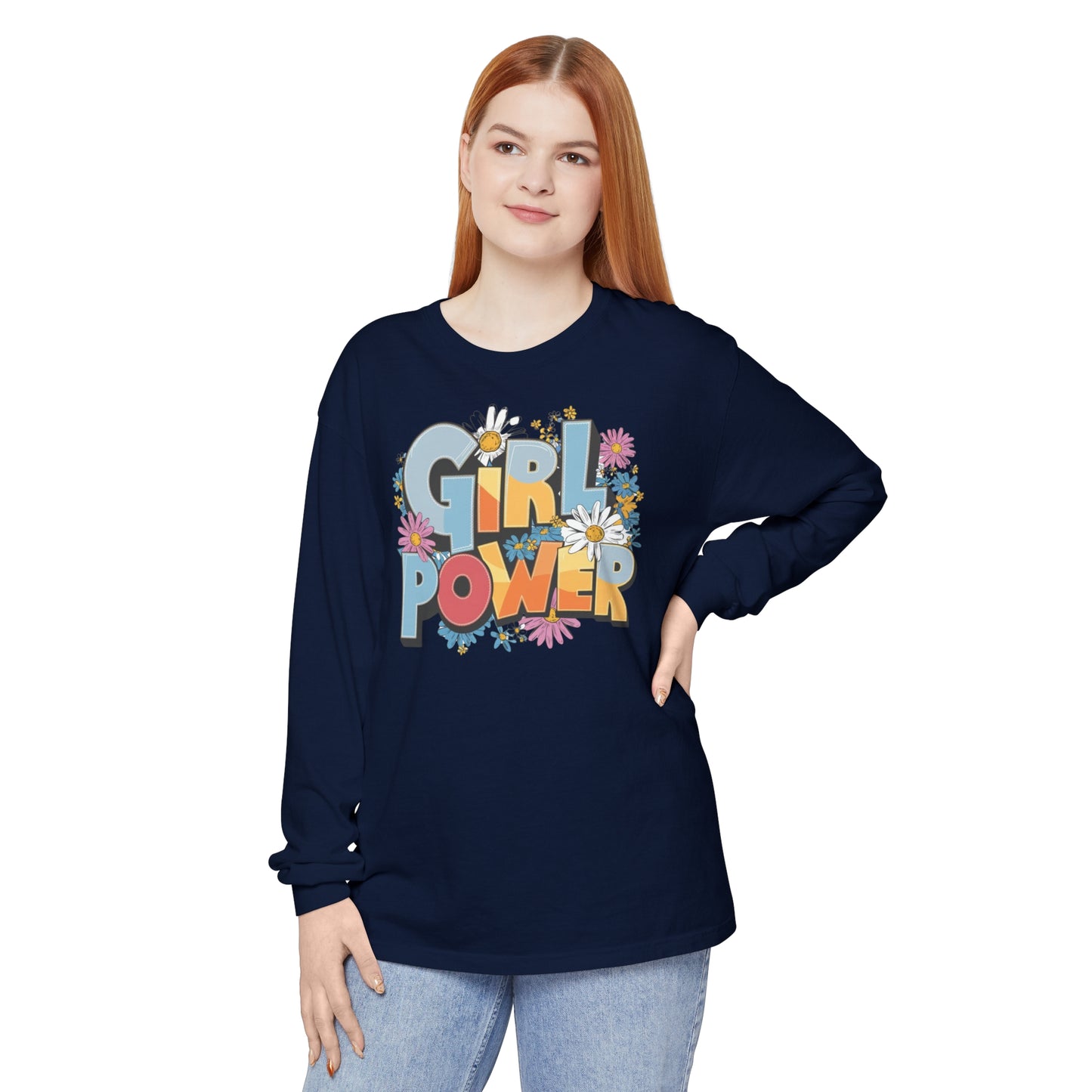 Girl Power Women Garment-dyed Long Sleeve T-Shirt