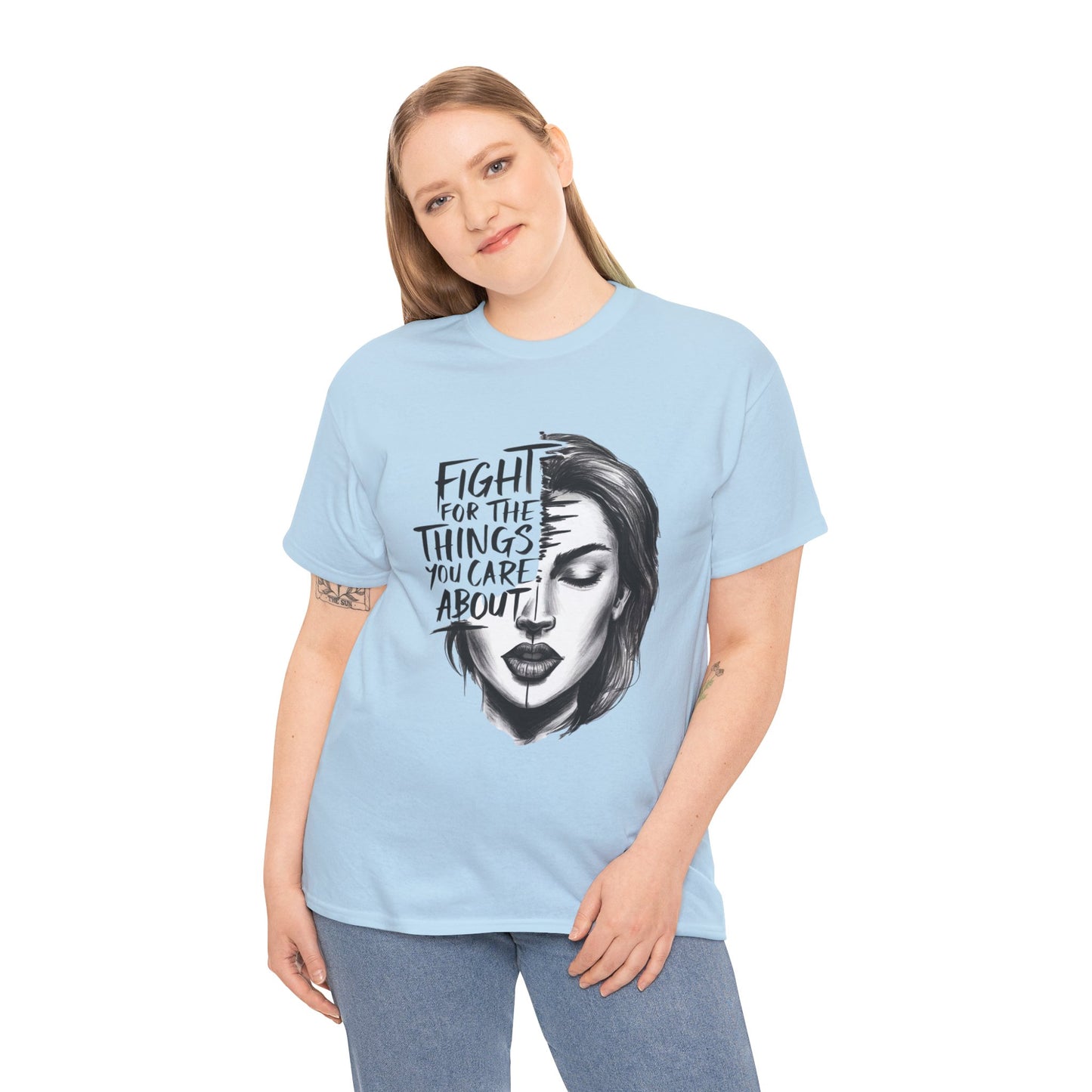 Fight Printed T Shirt with Hearts