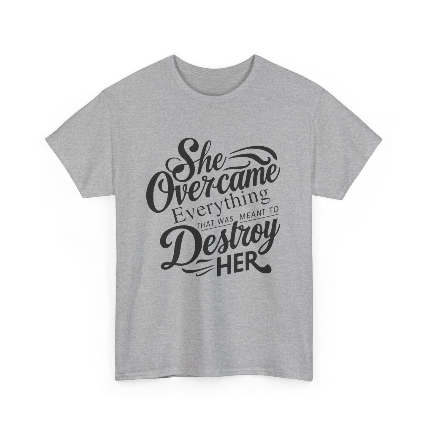She Overcame Printed T Shirt with Hearts