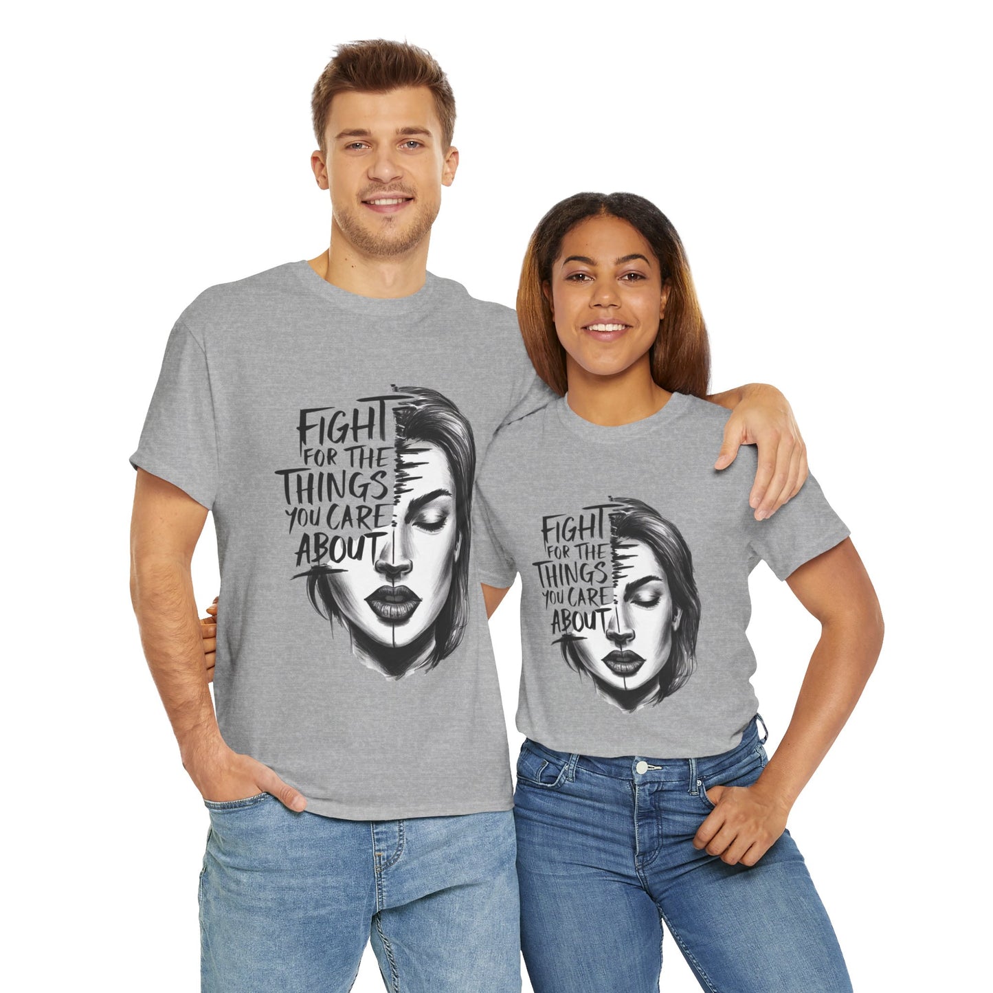 Fight Printed T Shirt with Hearts