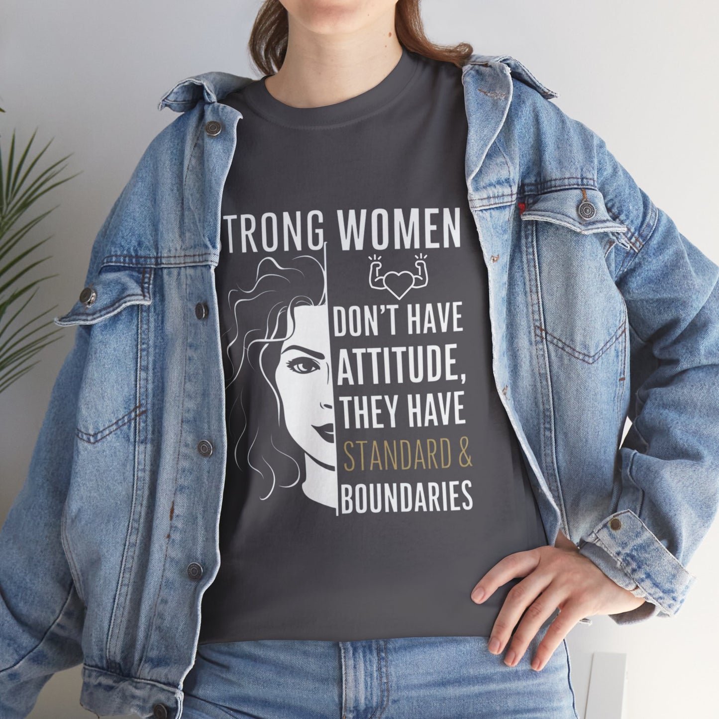 Strong Women Printed T Shirt with Hearts