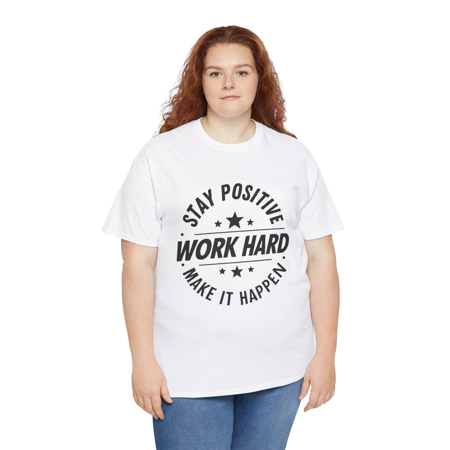 Stay Positive Printed T Shirt with Hearts