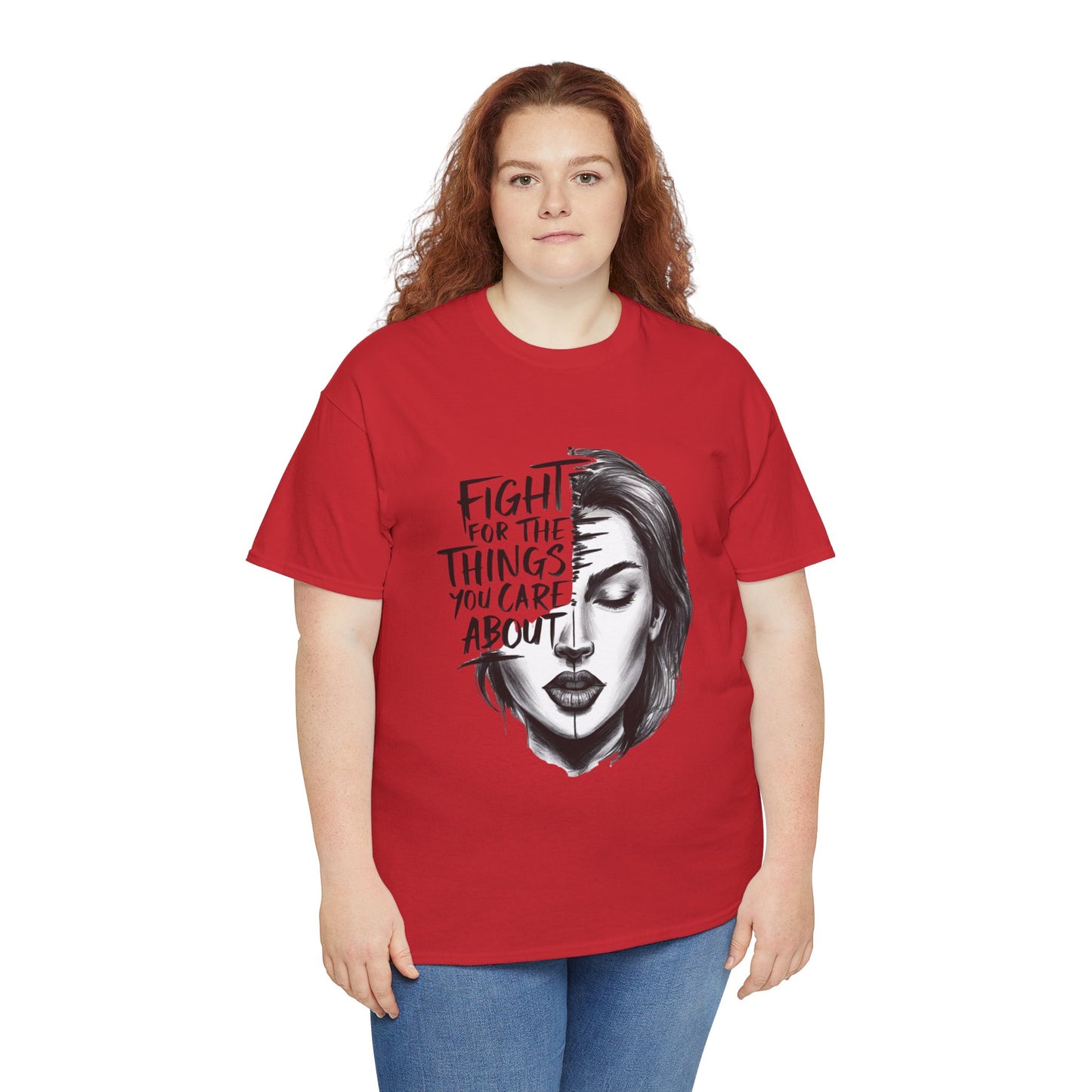Fight Printed T Shirt with Hearts