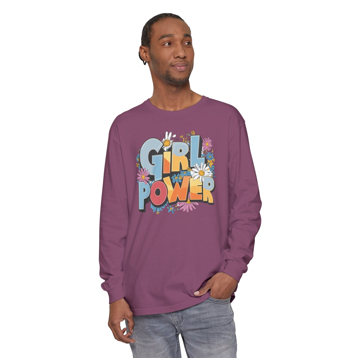 Girl Power Women Garment-dyed Long Sleeve T-Shirt