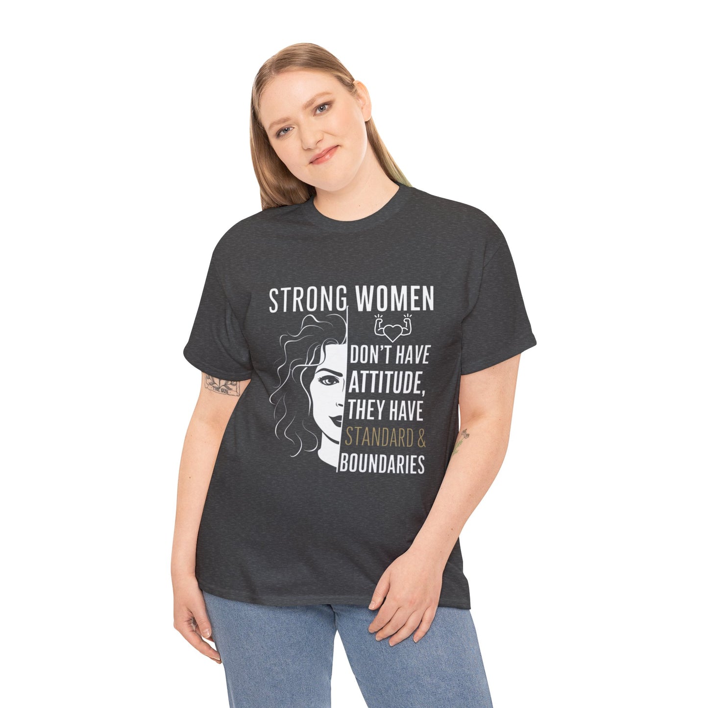 Strong Women Printed T Shirt with Hearts