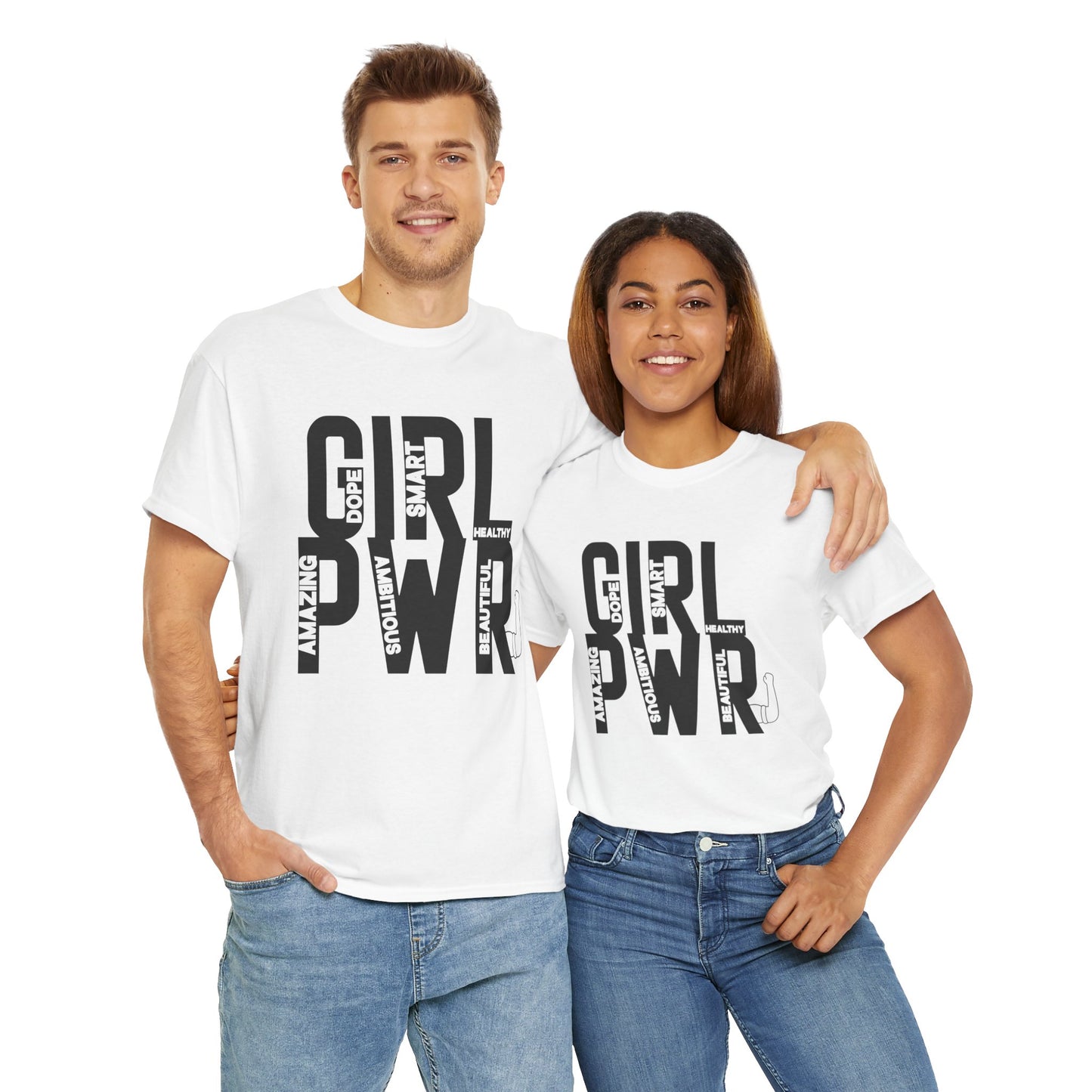 GIRL PWR Printed T Shirt with Hearts
