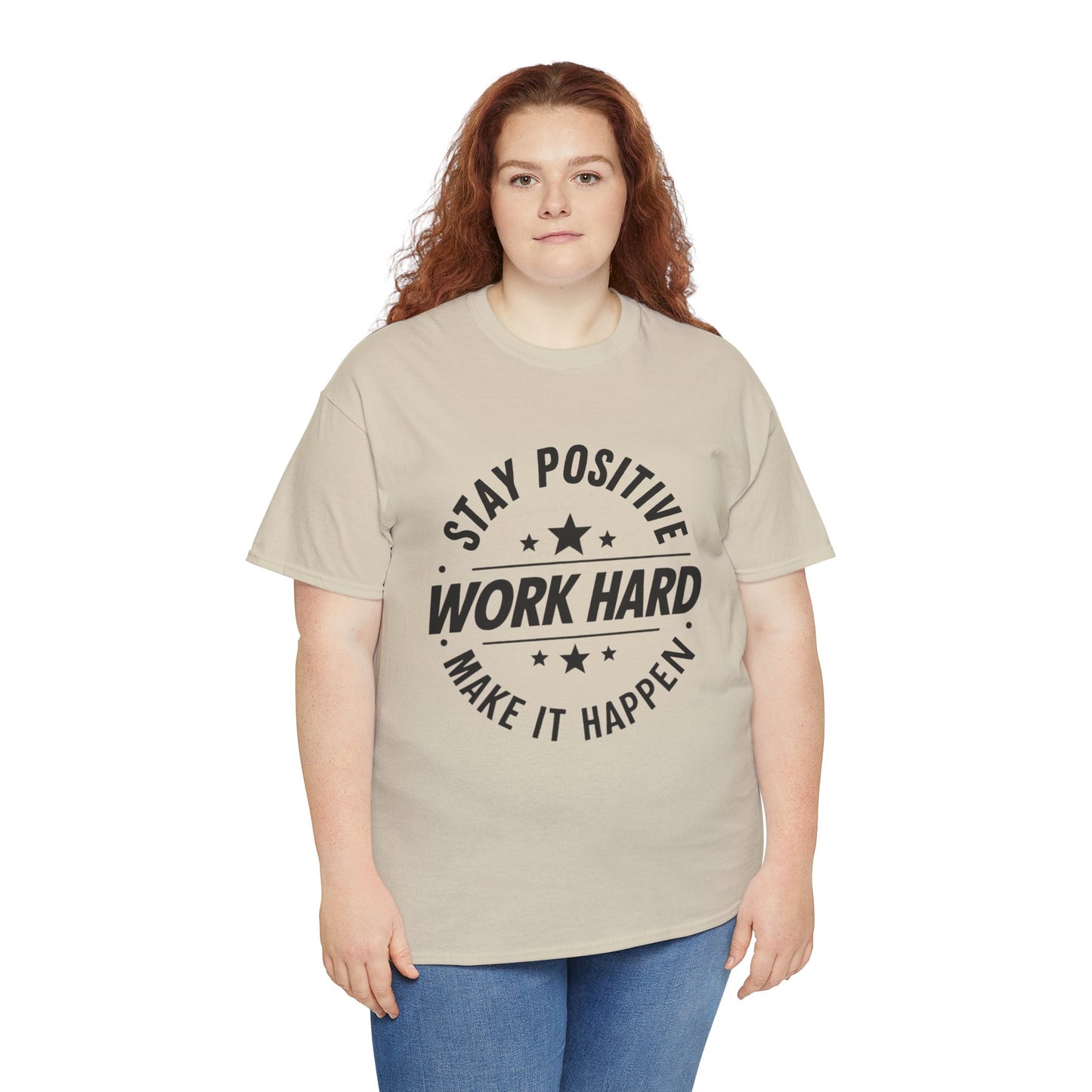 Stay Positive Printed T Shirt with Hearts
