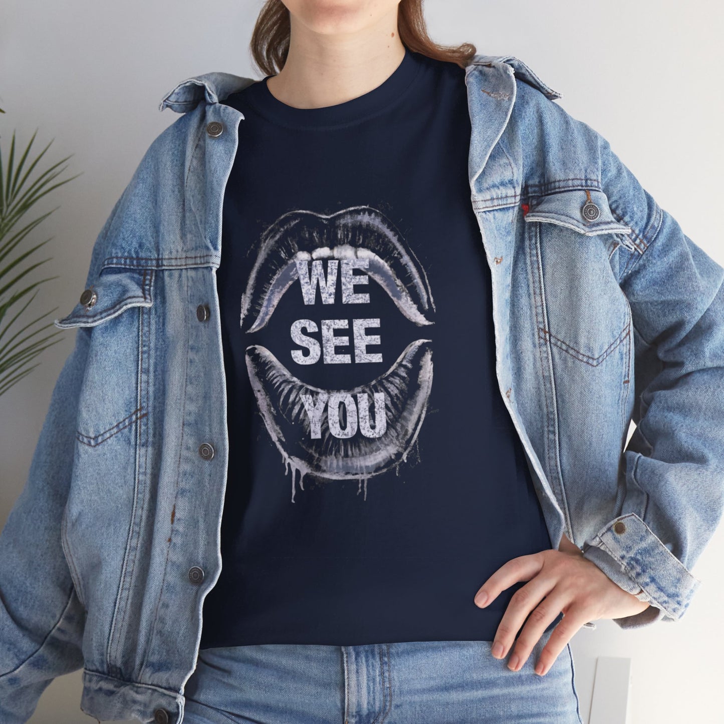 WE See You Printed T Shirt with Hearts