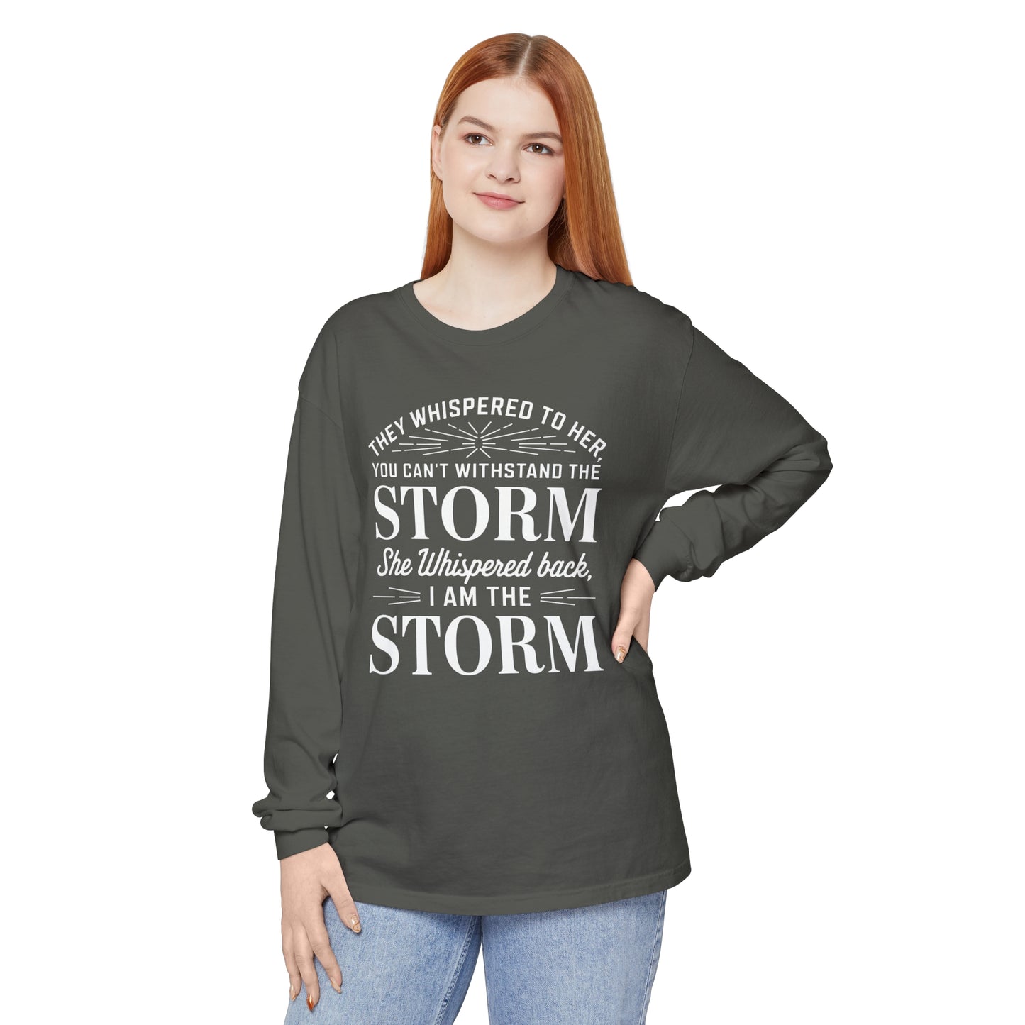 They Whispered Women Garment-dyed Long Sleeve T-Shirt