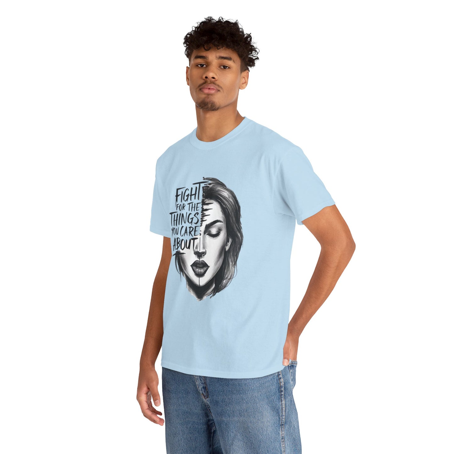Fight Printed T Shirt with Hearts