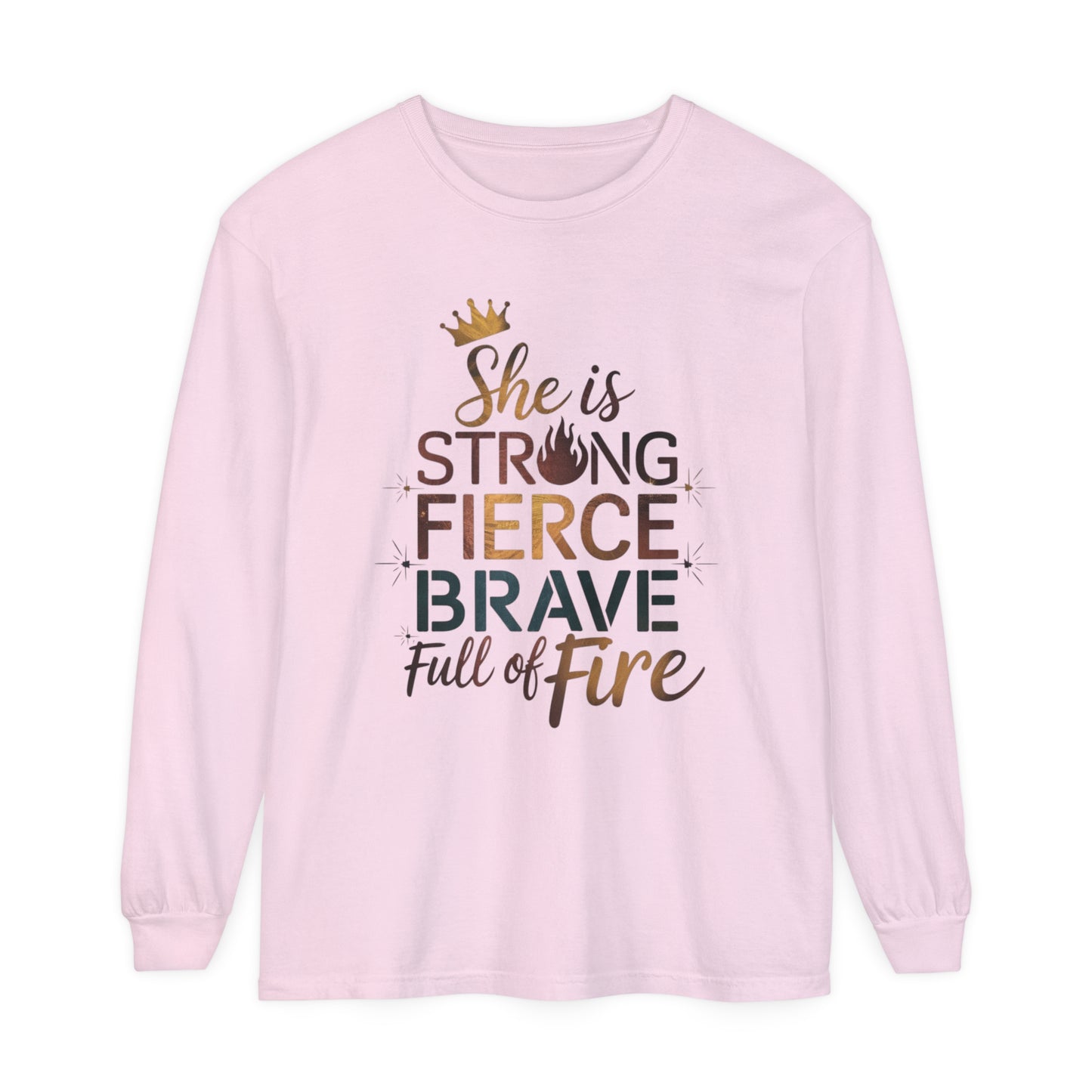 She Is Women Garment-dyed Long Sleeve T-Shirt