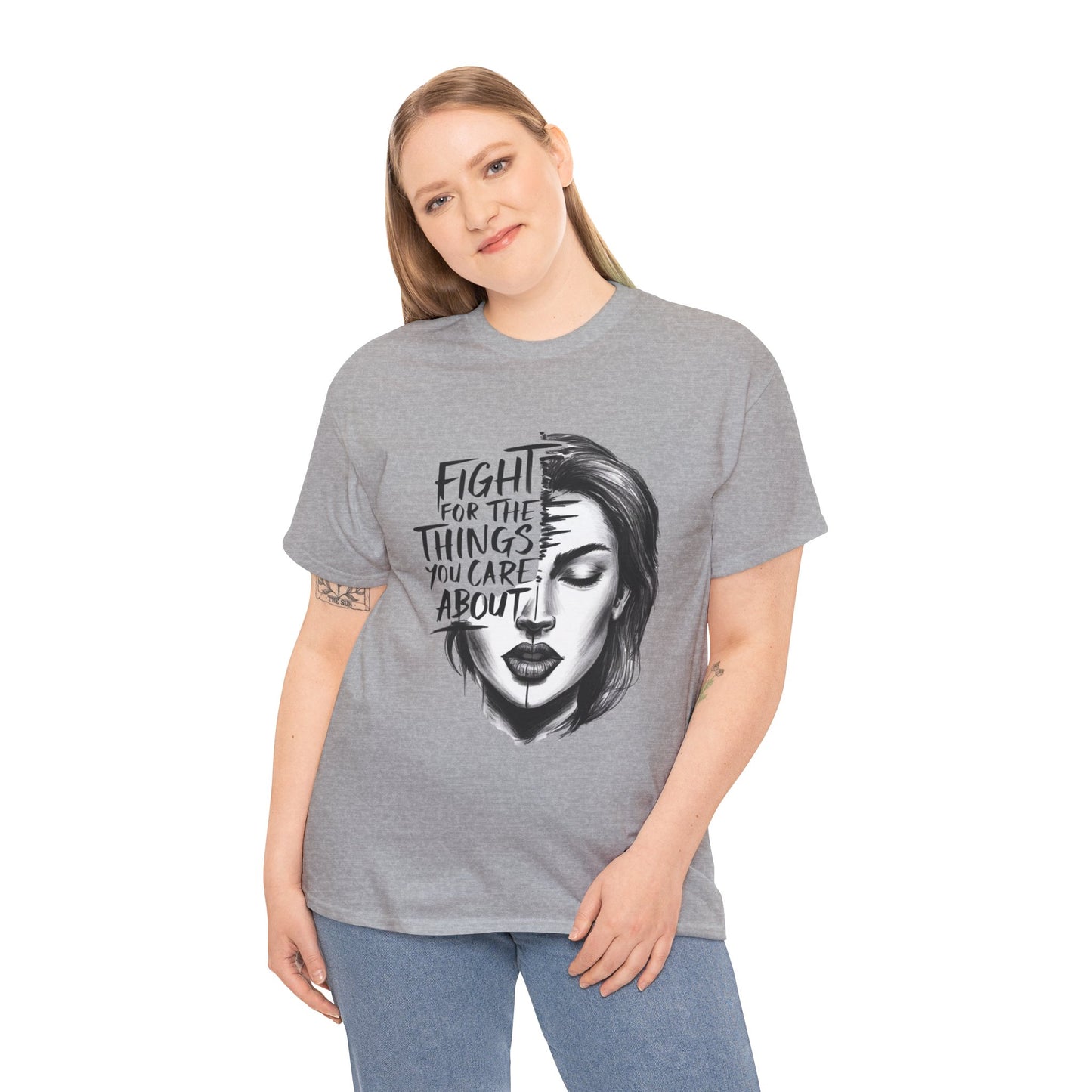 Fight Printed T Shirt with Hearts