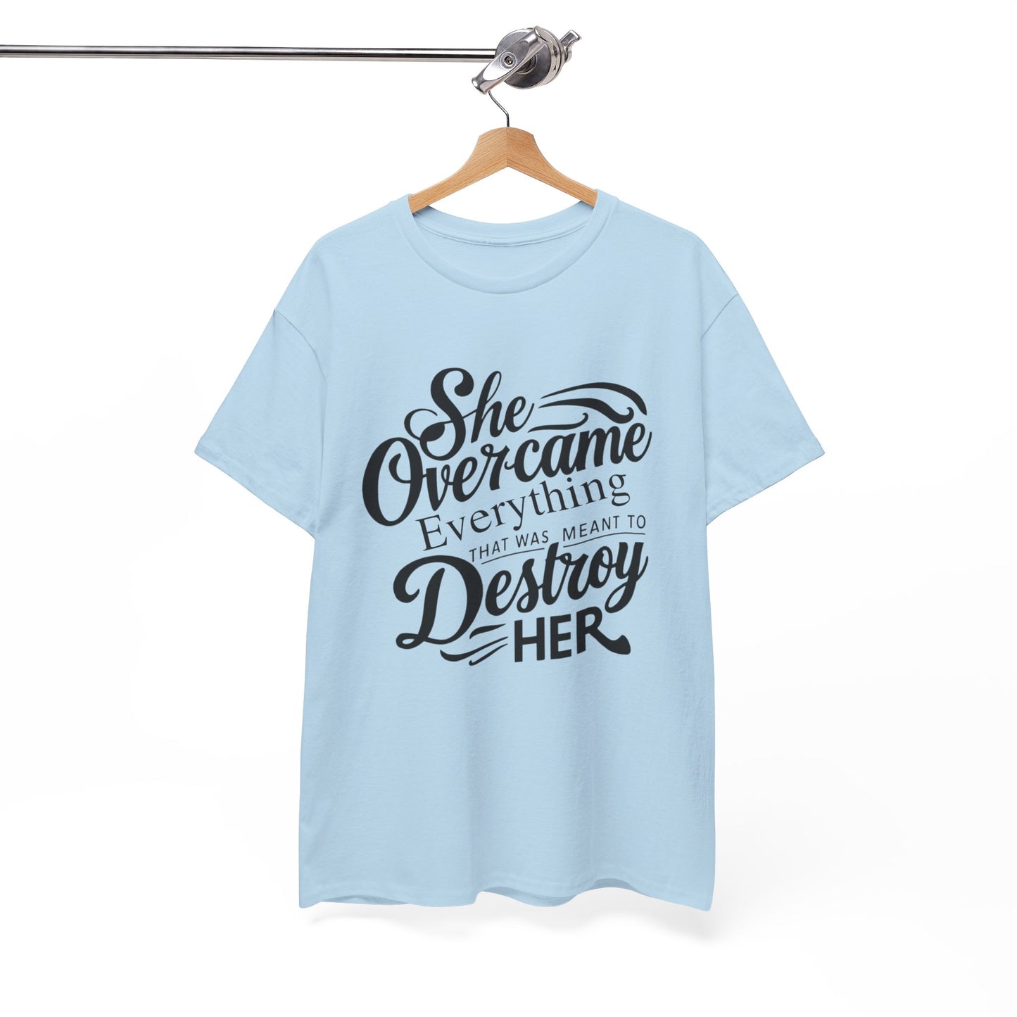 She Overcame Printed T Shirt with Hearts