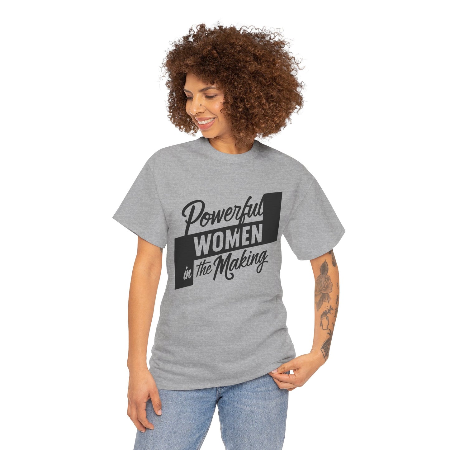 Powerful Women Printed T Shirt with Hearts