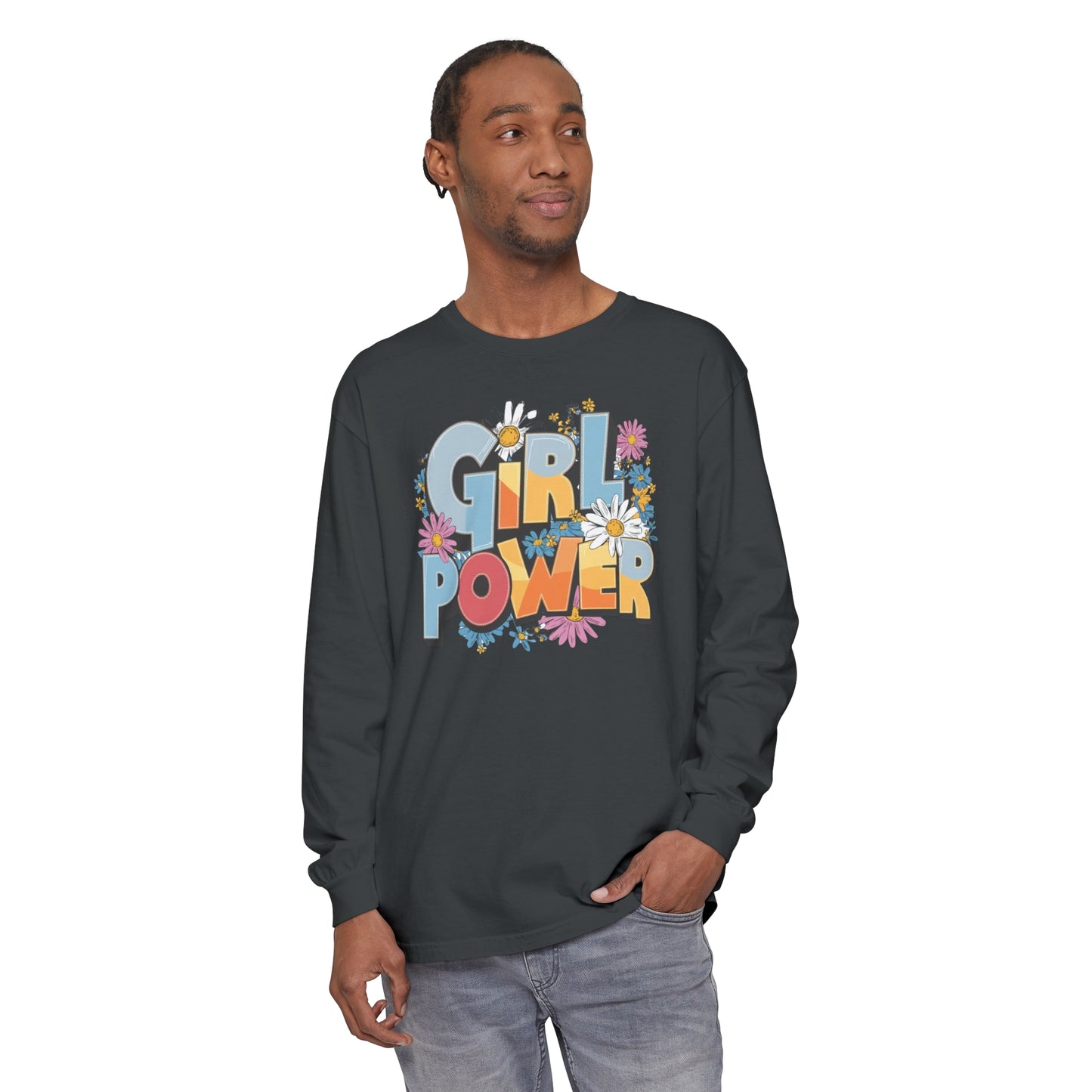 Girl Power Women Garment-dyed Long Sleeve T-Shirt
