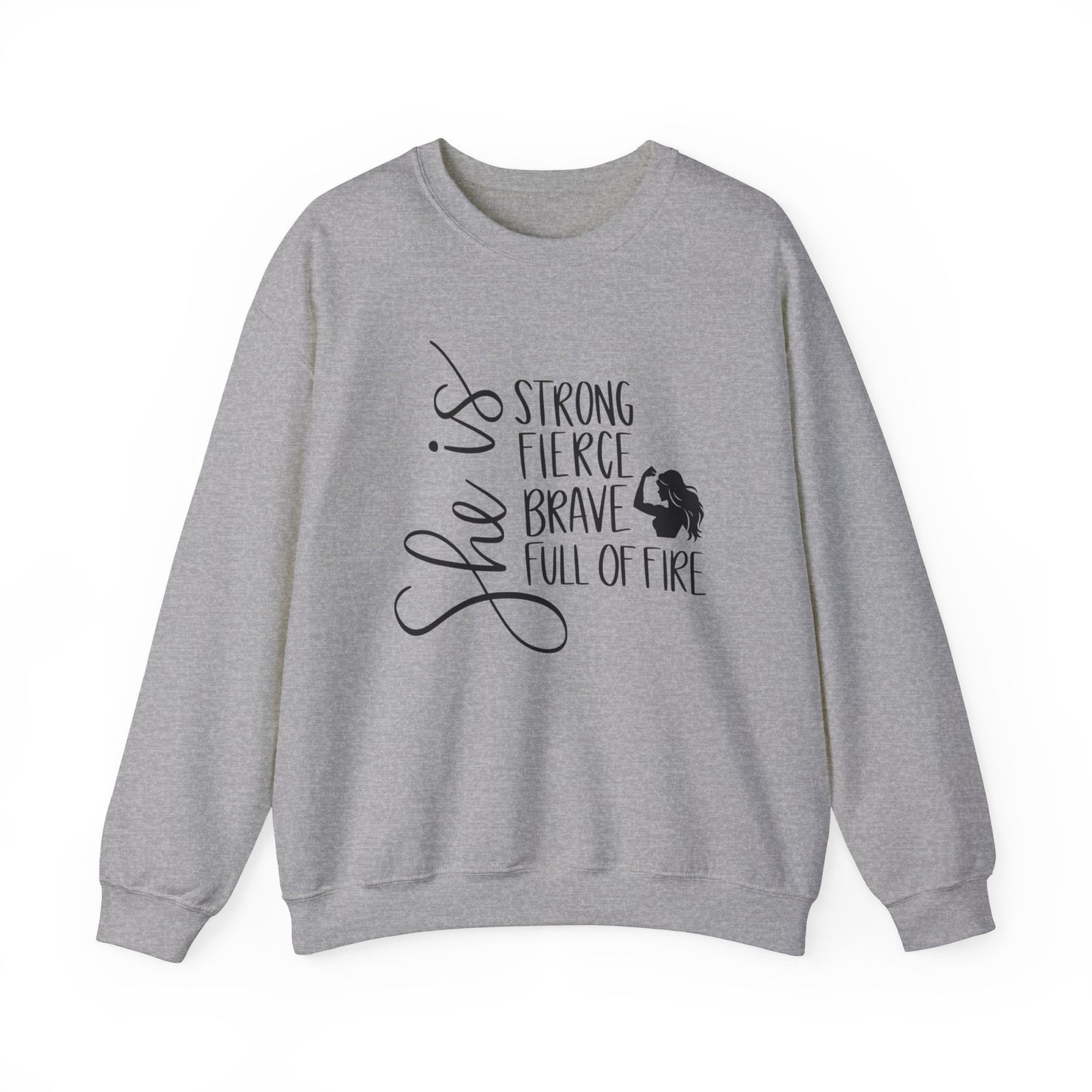 She Is Strong Fierce Brave Unisex Heavy Blend™ Crewneck Sweatshirt