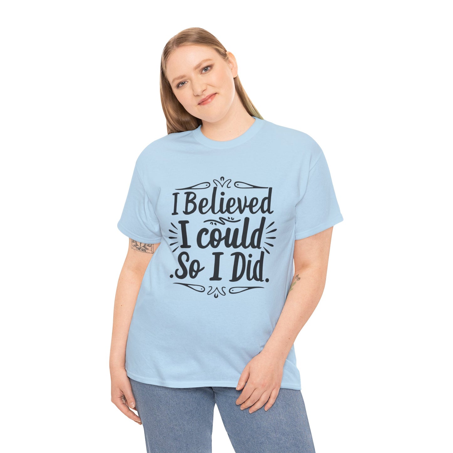 I Believed Printed T Shirt with Hearts