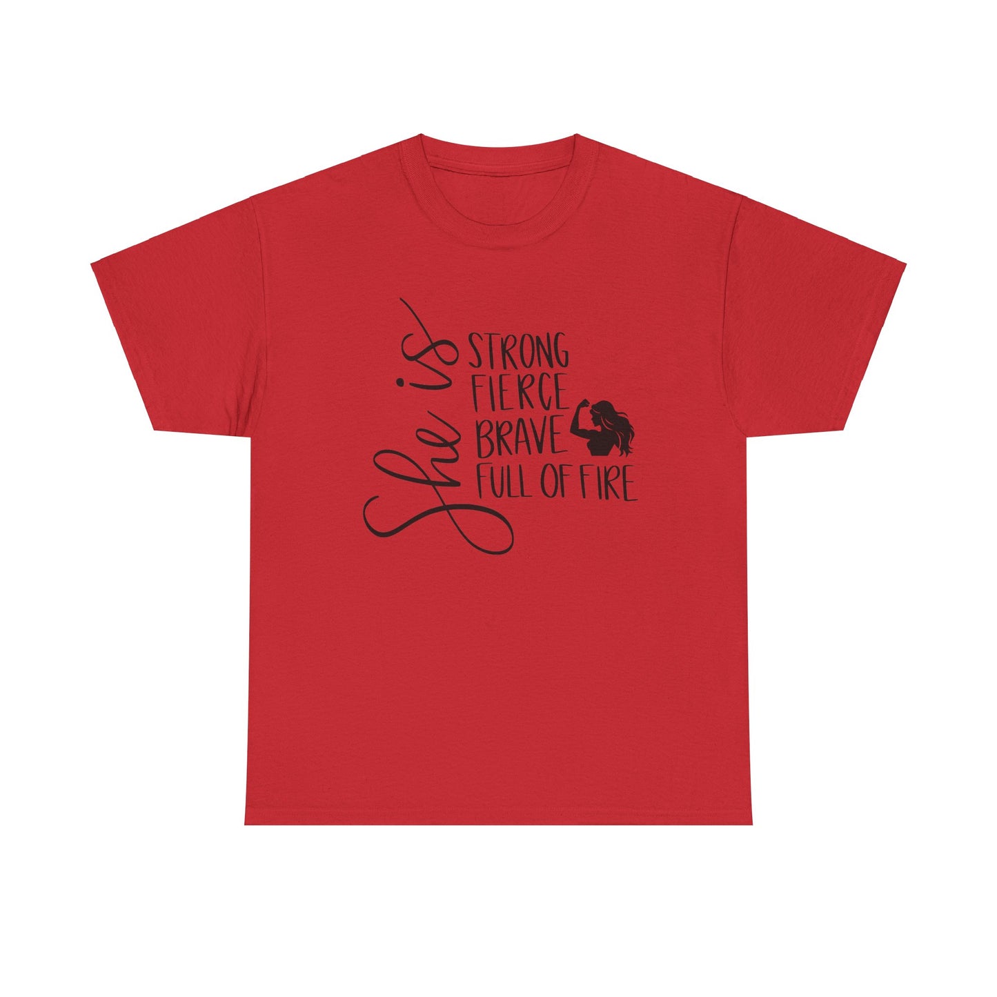 She Is Strong Printed T Shirt with Hearts