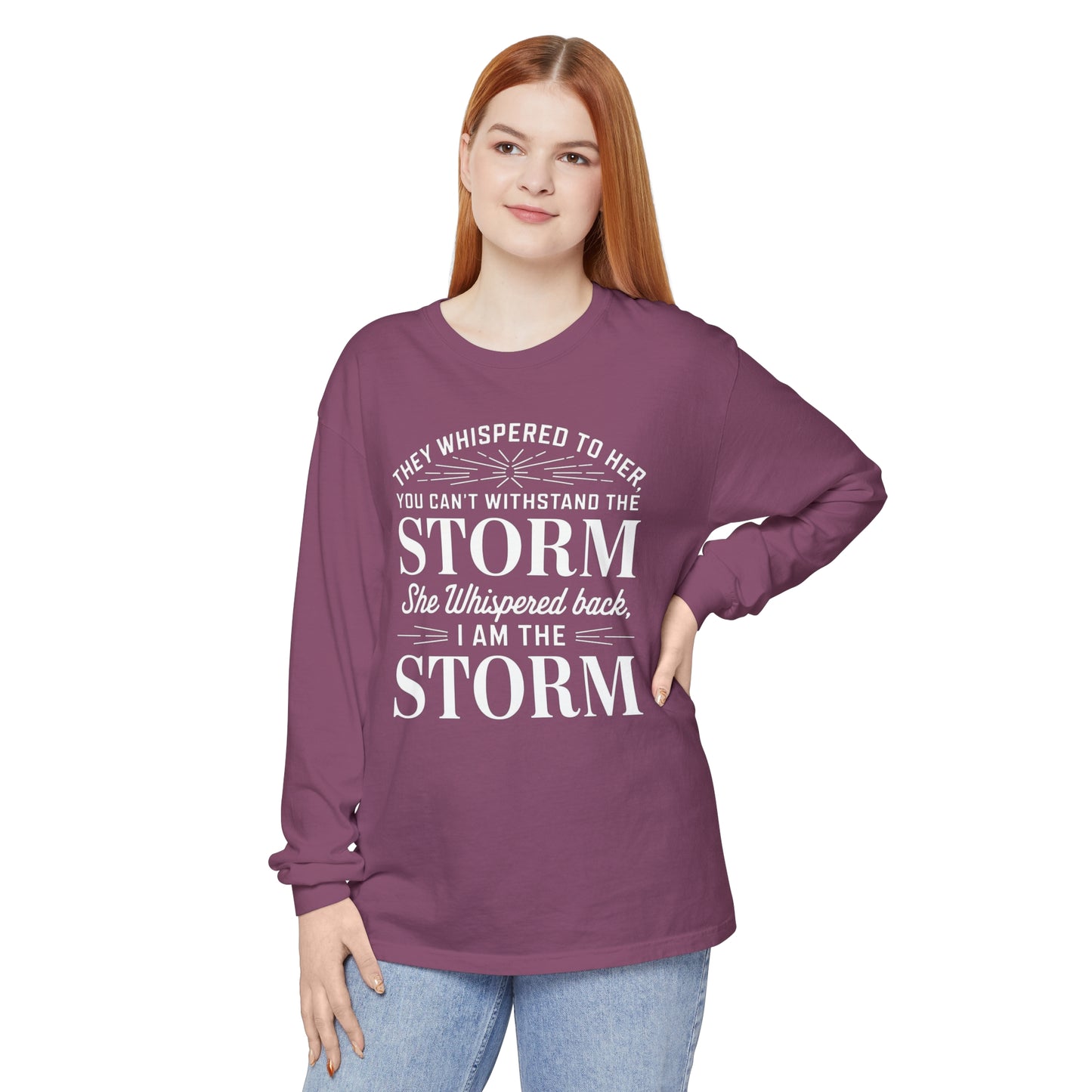 They Whispered Women Garment-dyed Long Sleeve T-Shirt