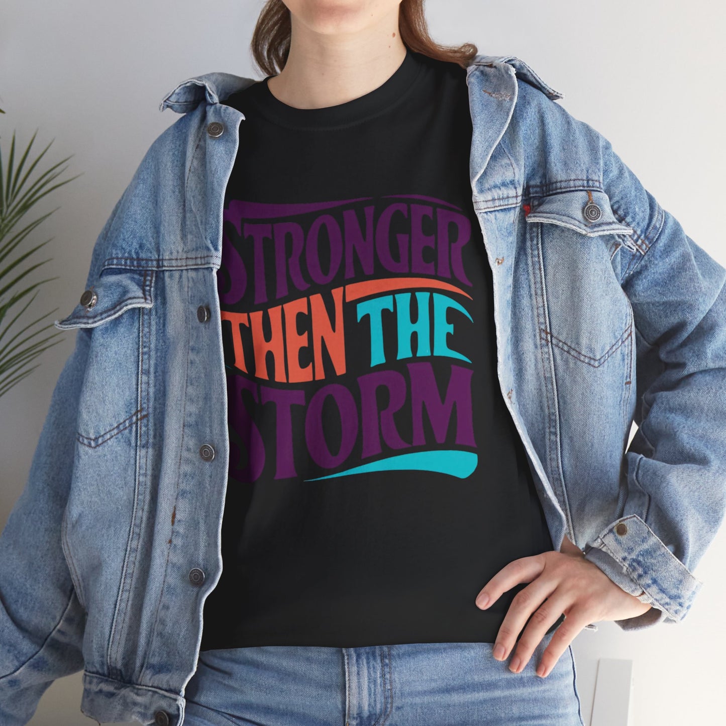 Stronger Then  Printed T Shirt with Hearts