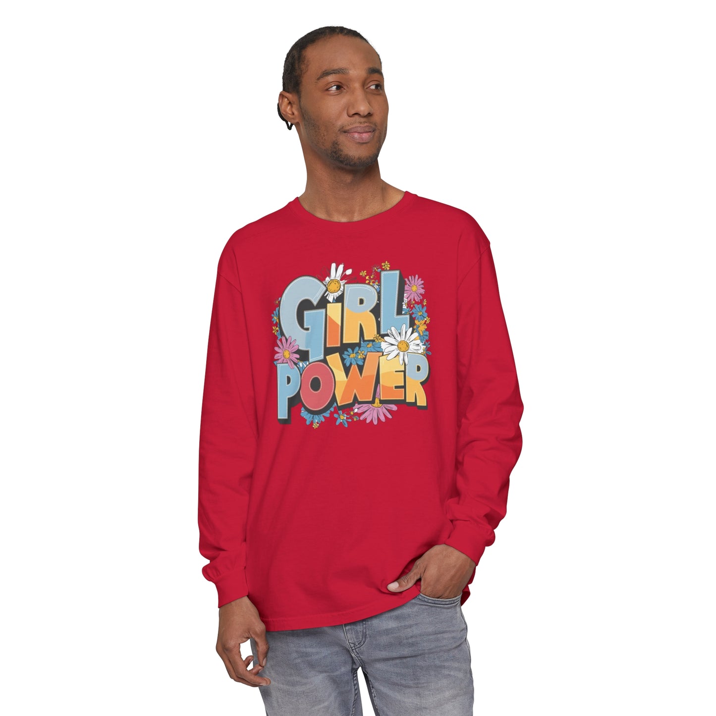 Girl Power Women Garment-dyed Long Sleeve T-Shirt