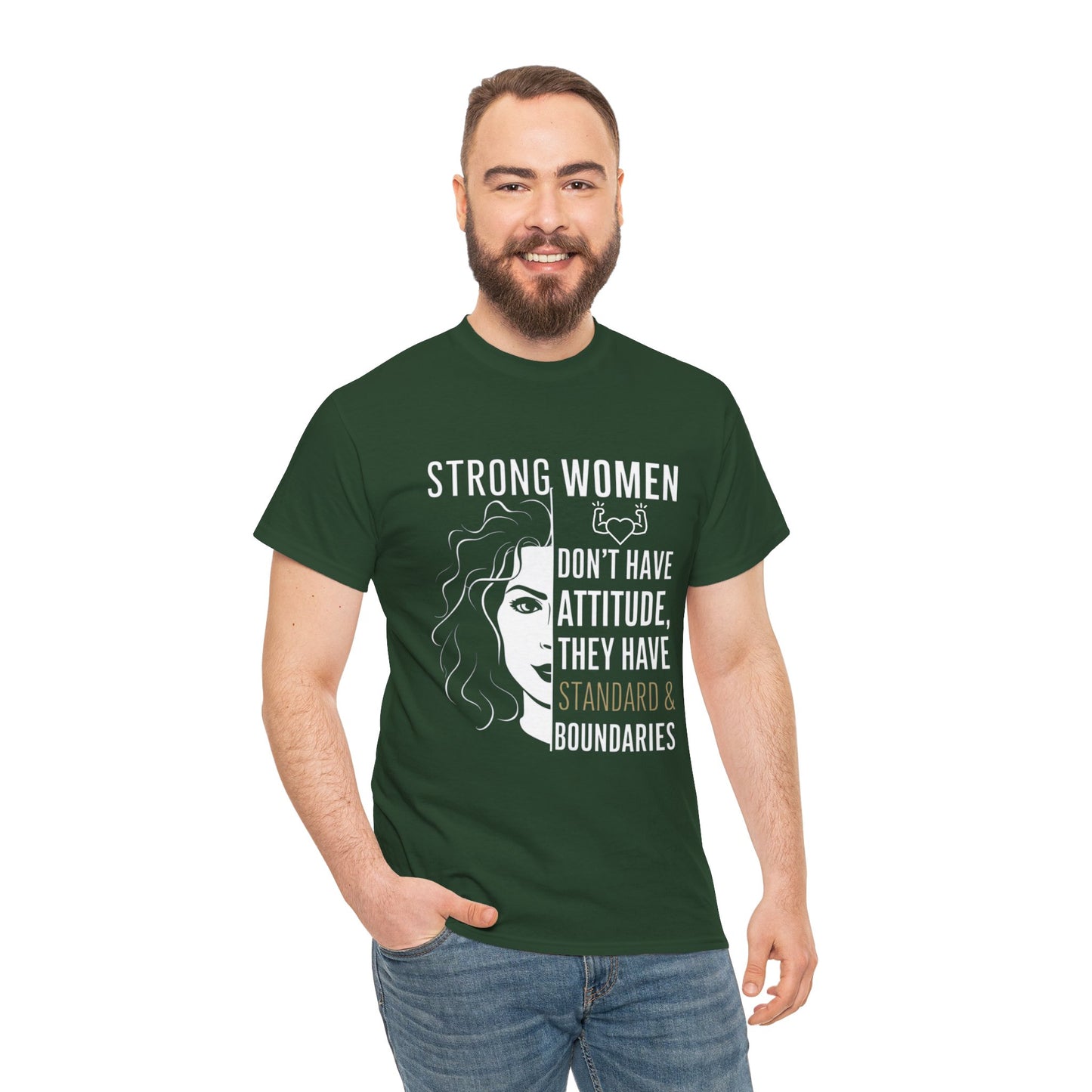 Strong Women Printed T Shirt with Hearts