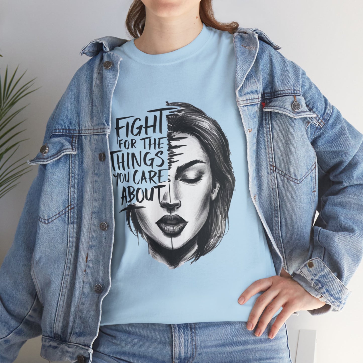 Fight Printed T Shirt with Hearts