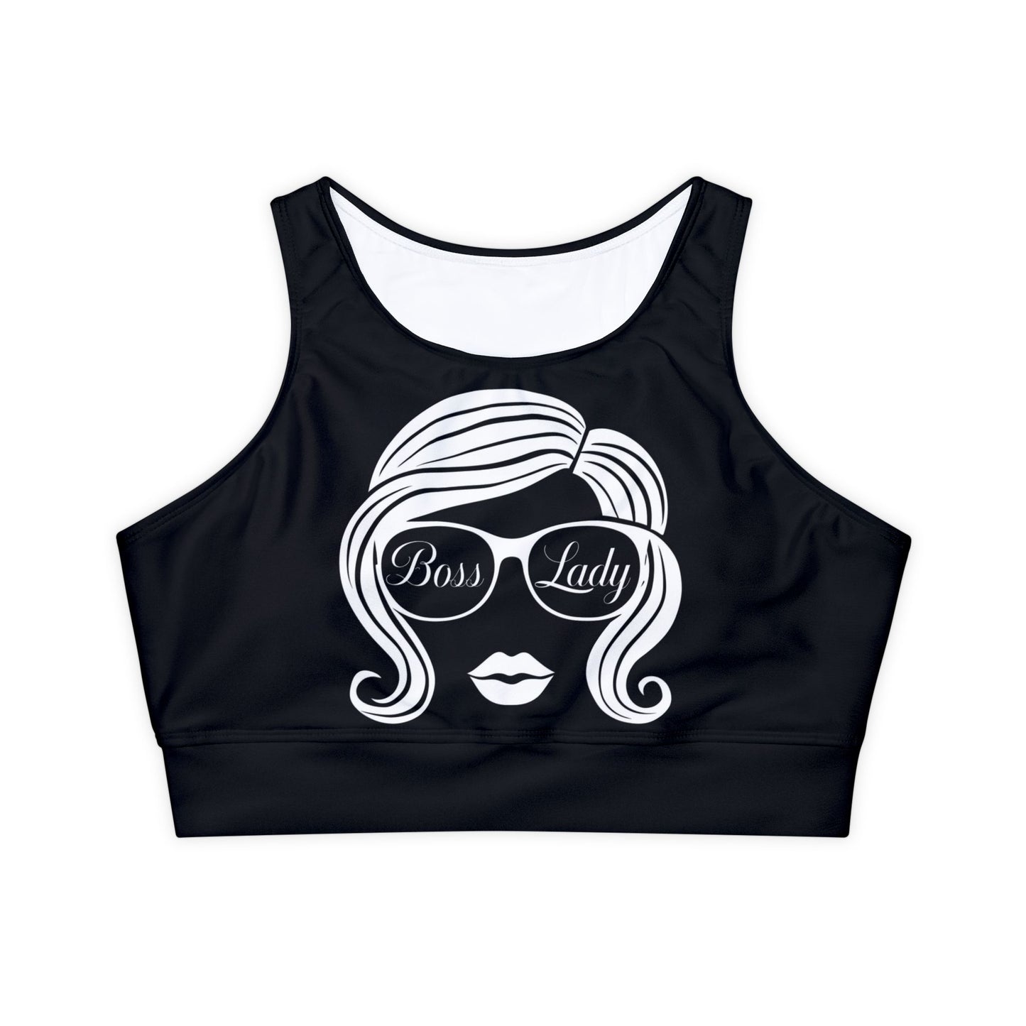 Boss Lady Fully Lined, Padded Sports Bra (AOP)
